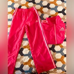 Hot pink adidas track suit